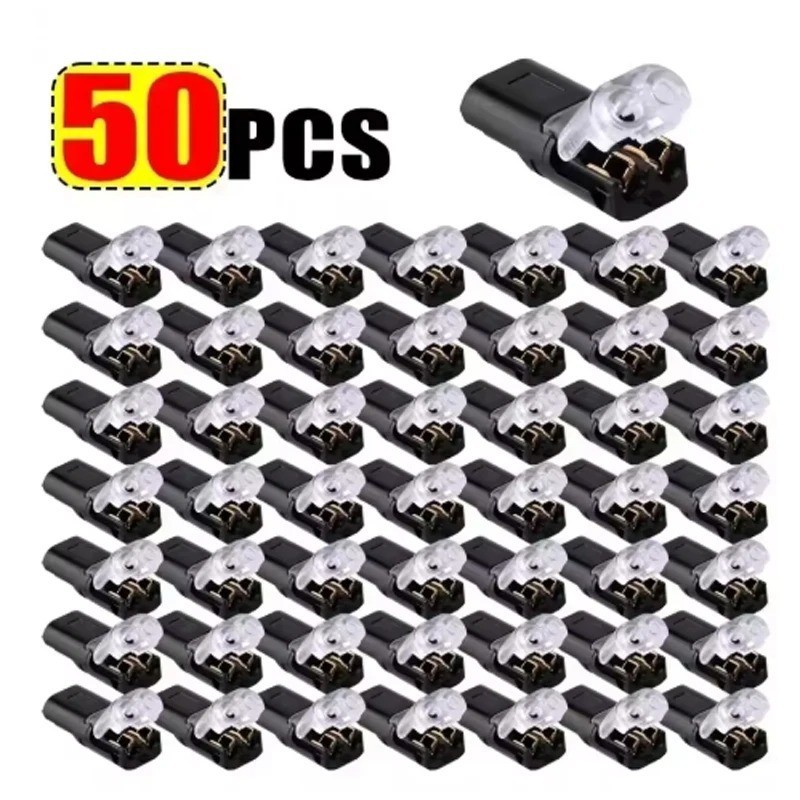 50PCS H2 2-Pin Plug-In Wire Connector Nylon Copper Quick Terminal Block – NEW
