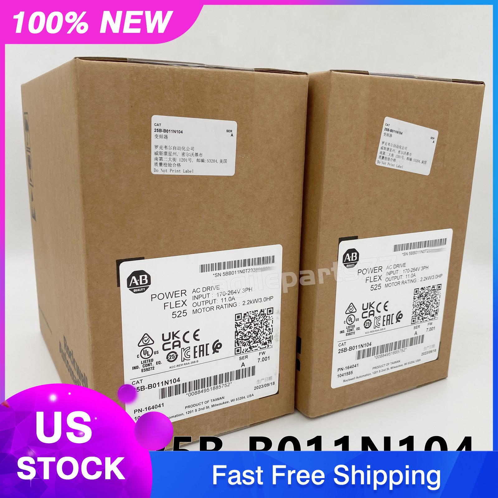 Allen-Bradley 25B-B011N104 Ser A PowerFlex 525 AC Drive 3HP New Factory Sealed