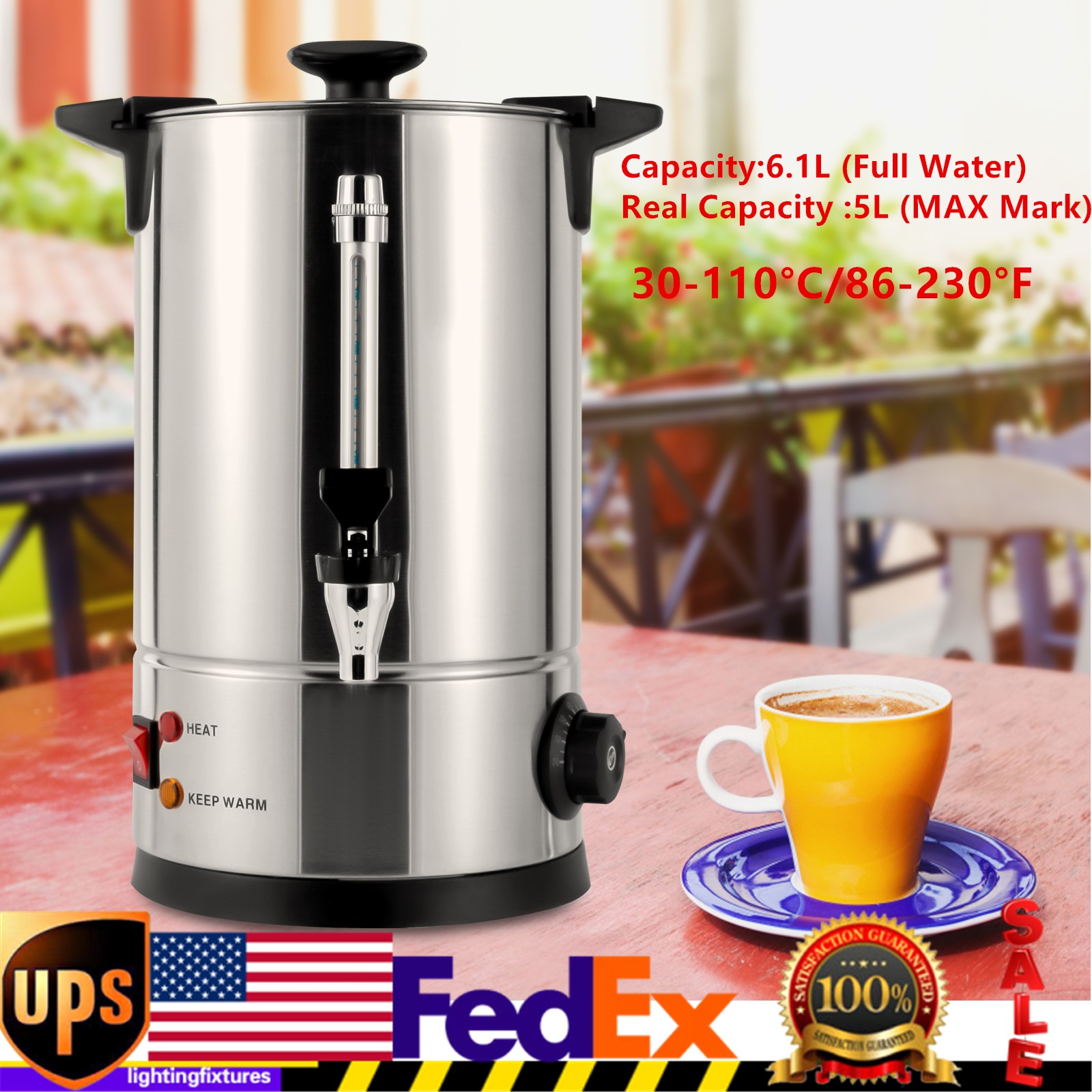 8L/2.11gal Premium Commercial Coffee Machine Large Stainless Steel Coffee Maker