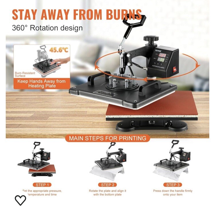 Carejoy 8-in-1 Digital Transfer Sublimation Heat Press Machine