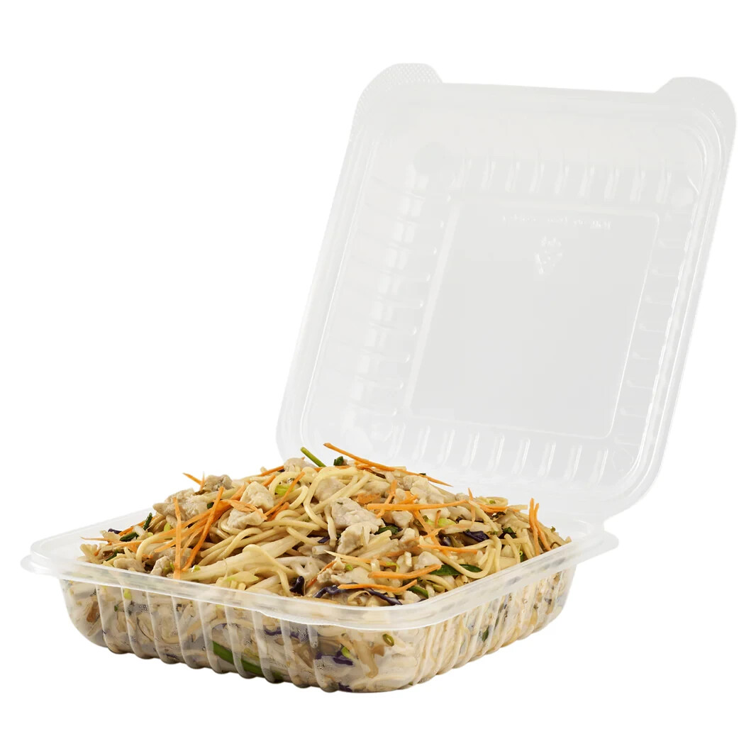 Karat 8” x 8′ PP Plastic Hinged Container, 1 compartment – 250 ct, FP-HC88PP-1C