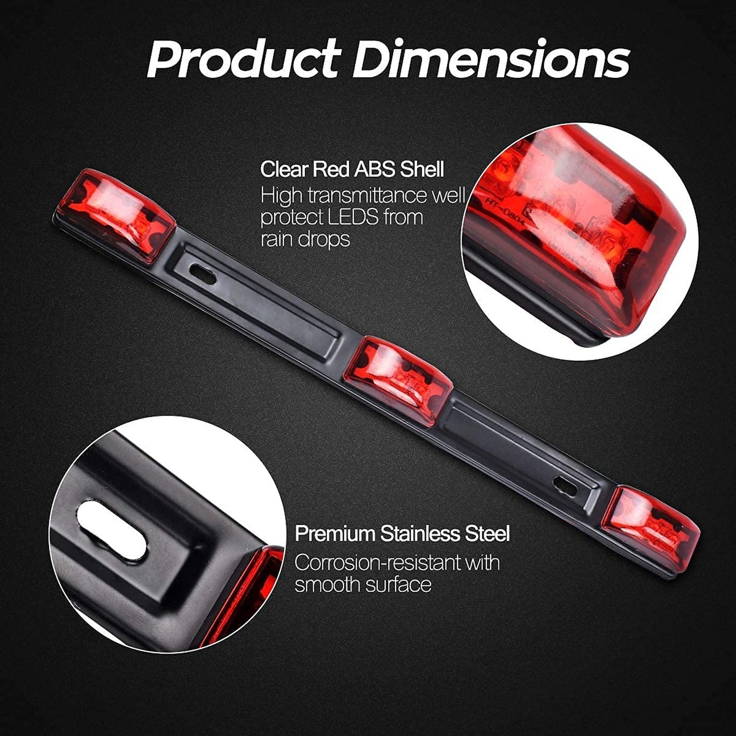 HHCSOP Red LED Marker Bar 3 Lights 9 LED Trailer Clearance ID Bar for Truck T…