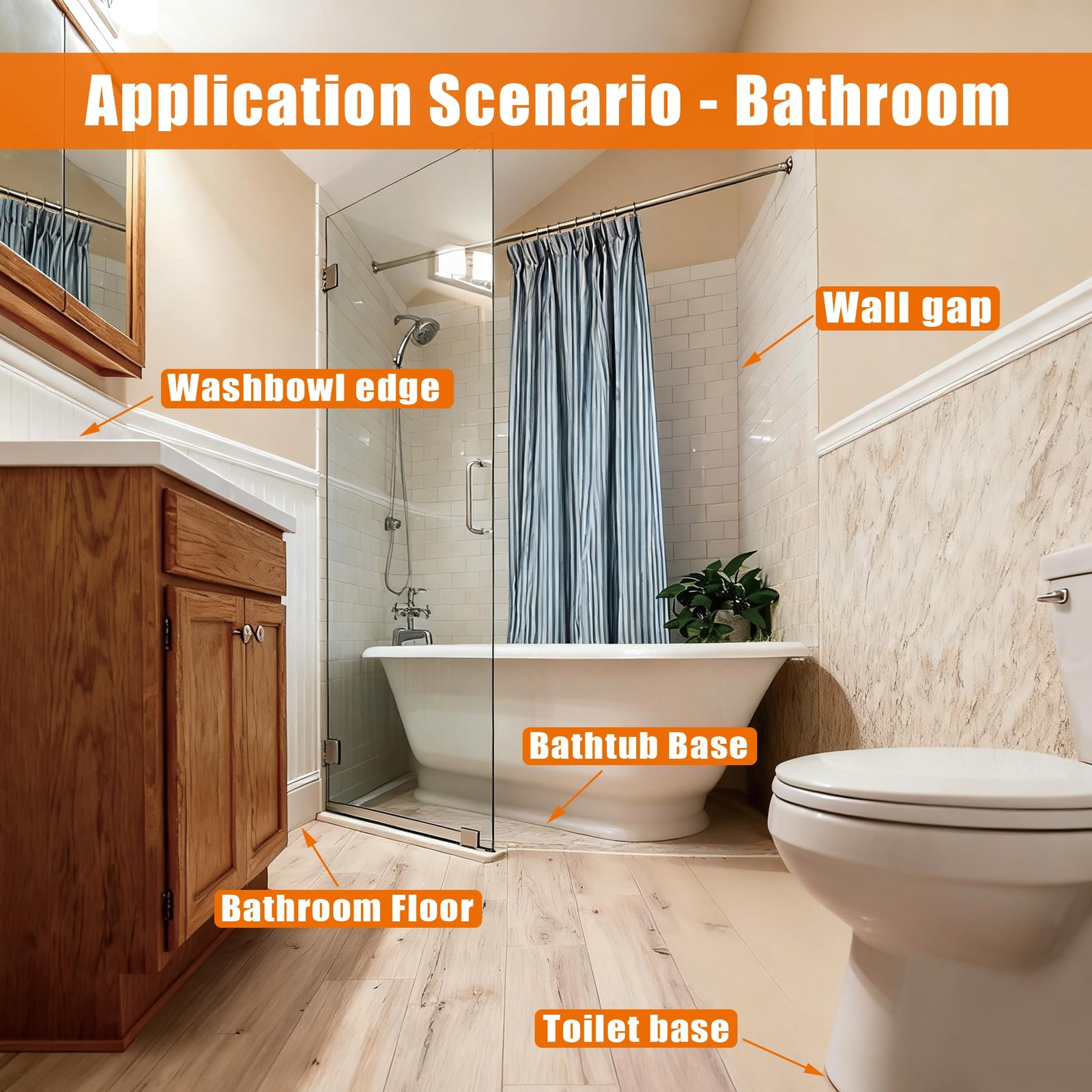 White Caulk Tape, Bathroom Waterproof Caulking Self-Adhesive