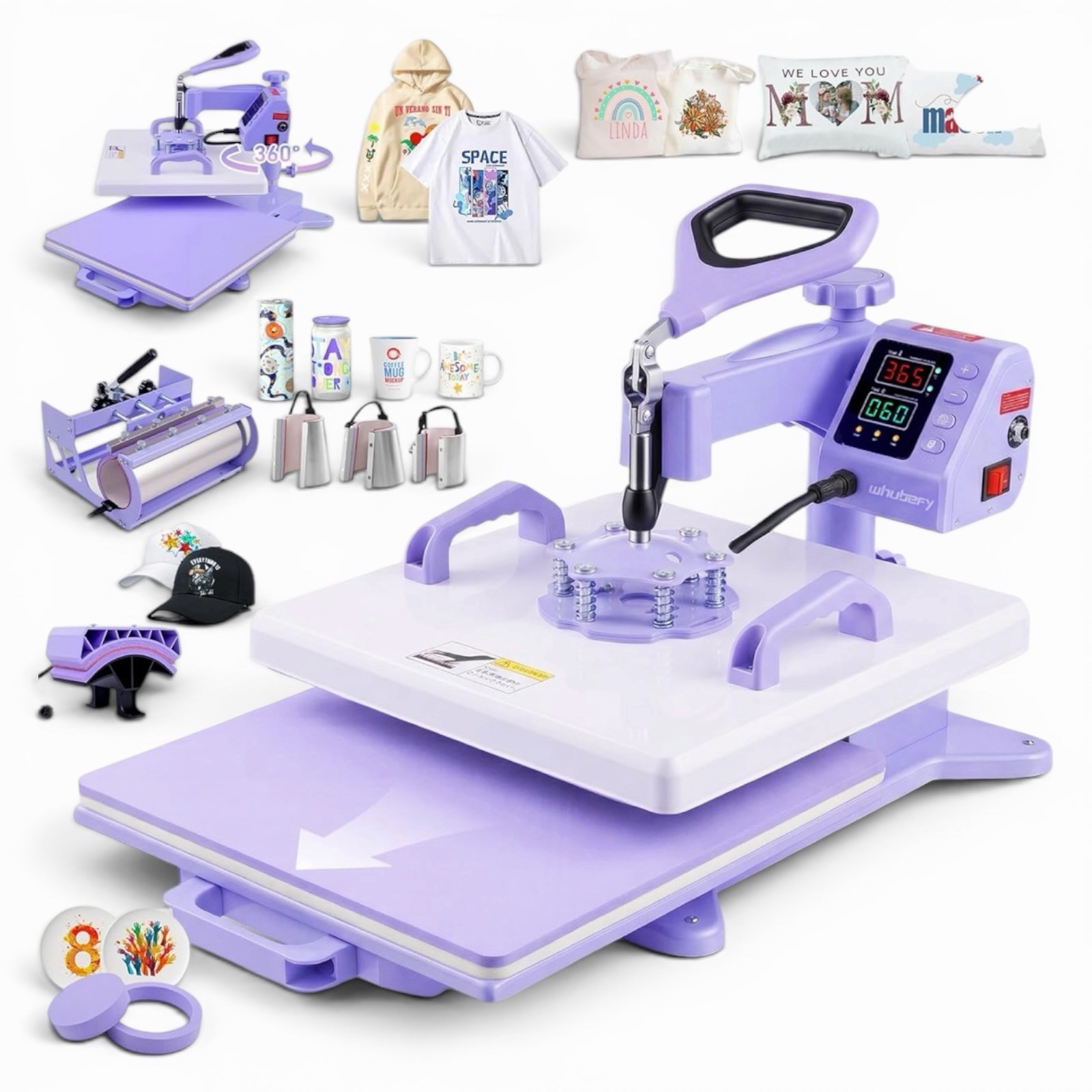 15×15 8-In-1 Heat Press Machine Tumbler Mug Hat Plate Sublimation Transfer NEW