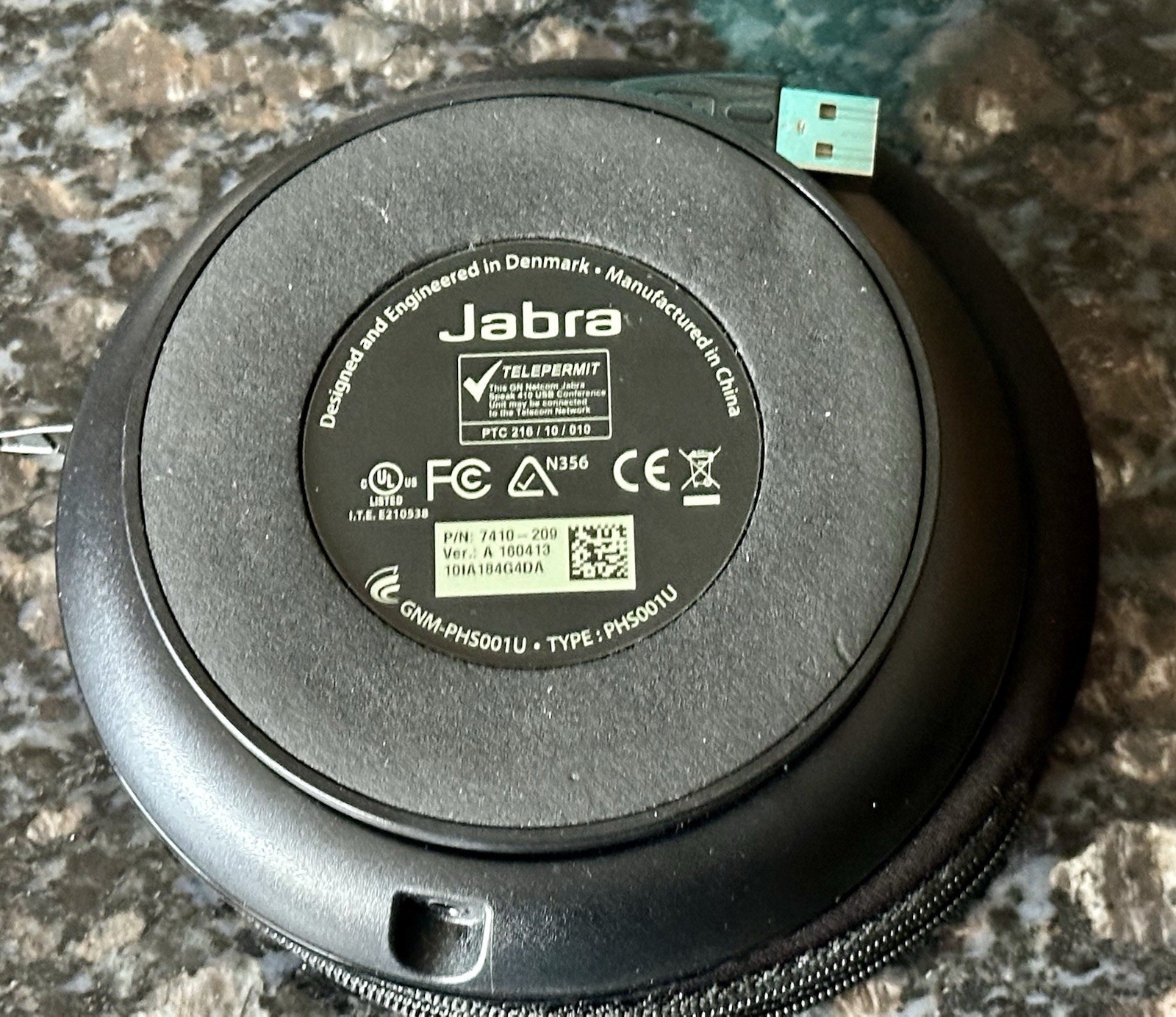 Jabra Speak 410 Portable USB Conference Speaker Phone 7410-209 PHS001U Used 2X
