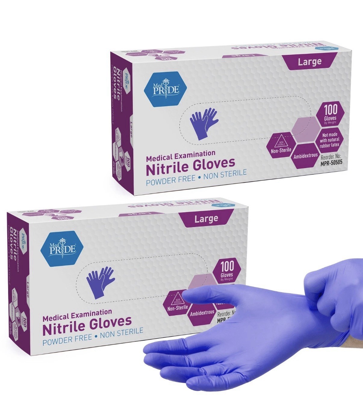 MED PRIDE Blue Nitrile Exam Gloves Medical Disposable Powder & Latex-Free 200ct