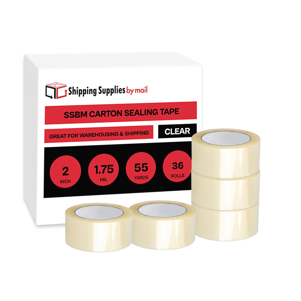 36 Rolls Clear Box Carton Sealing Packing Tape Shipping – 1.75 Mil 2″ x 55 Yards