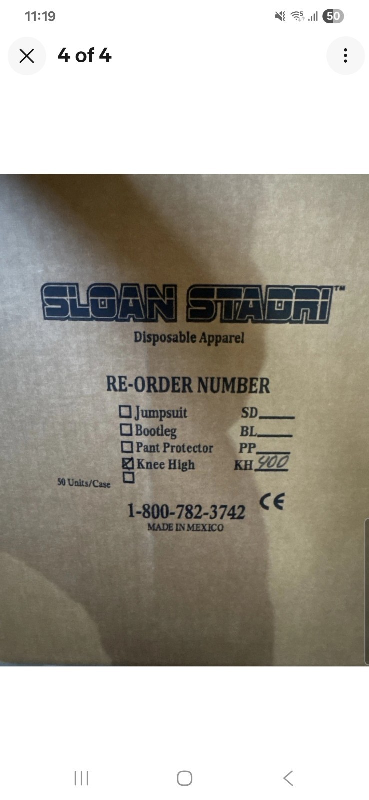 Case Of 50 SLOAN STA-DRI SHOE COVERS KH-400 BRAND NEW