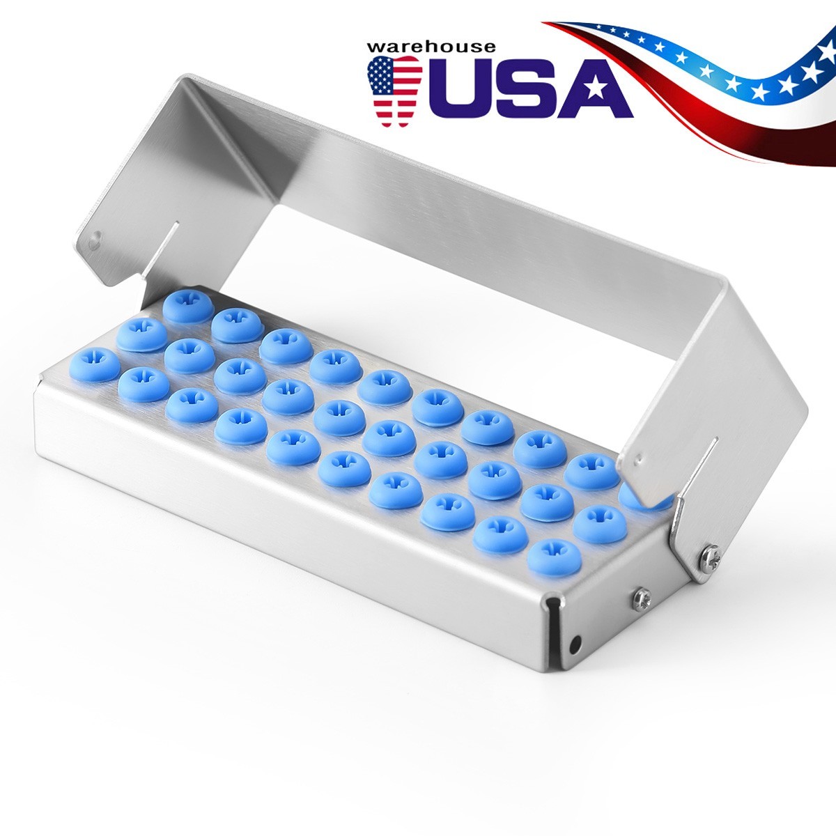 Dental Burs Holder Disinfection Autoclave Stand Holder Block Case 30 Hole Bur