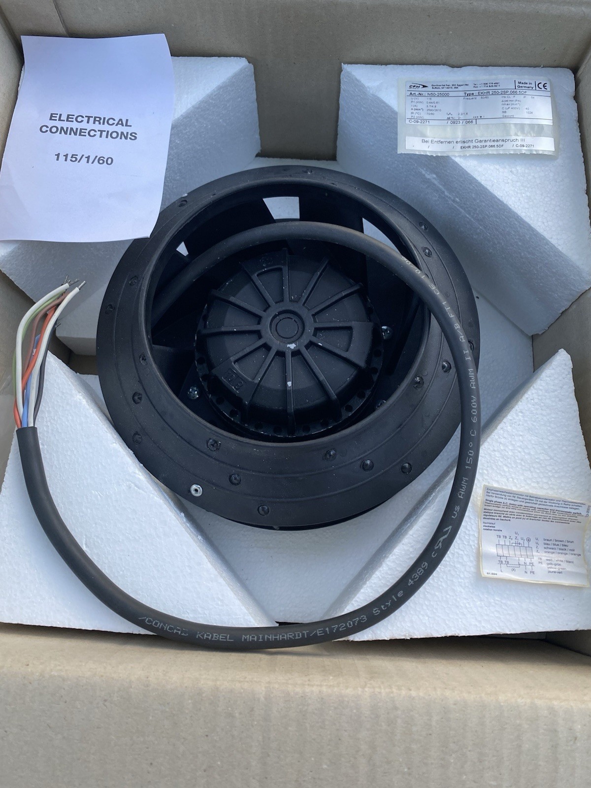 New Centrifugal Cooling Fan Rosenberg N50-25000 CFM EKHR 250-2SP.066.5DF 115v