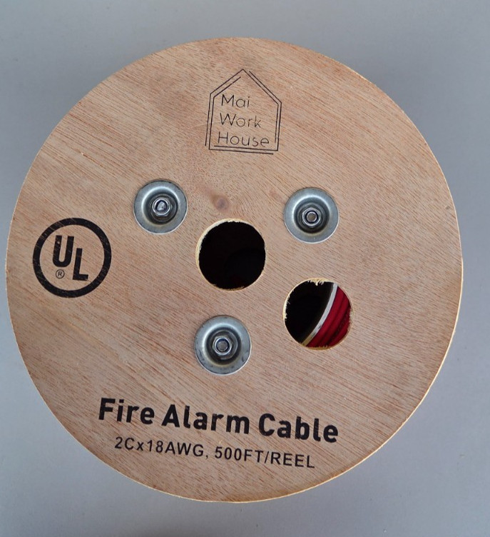 500′ Fire Alarm Cable: FPLR Unshielded Riser, 18/2 AWG Solid Bare Copper, 300V