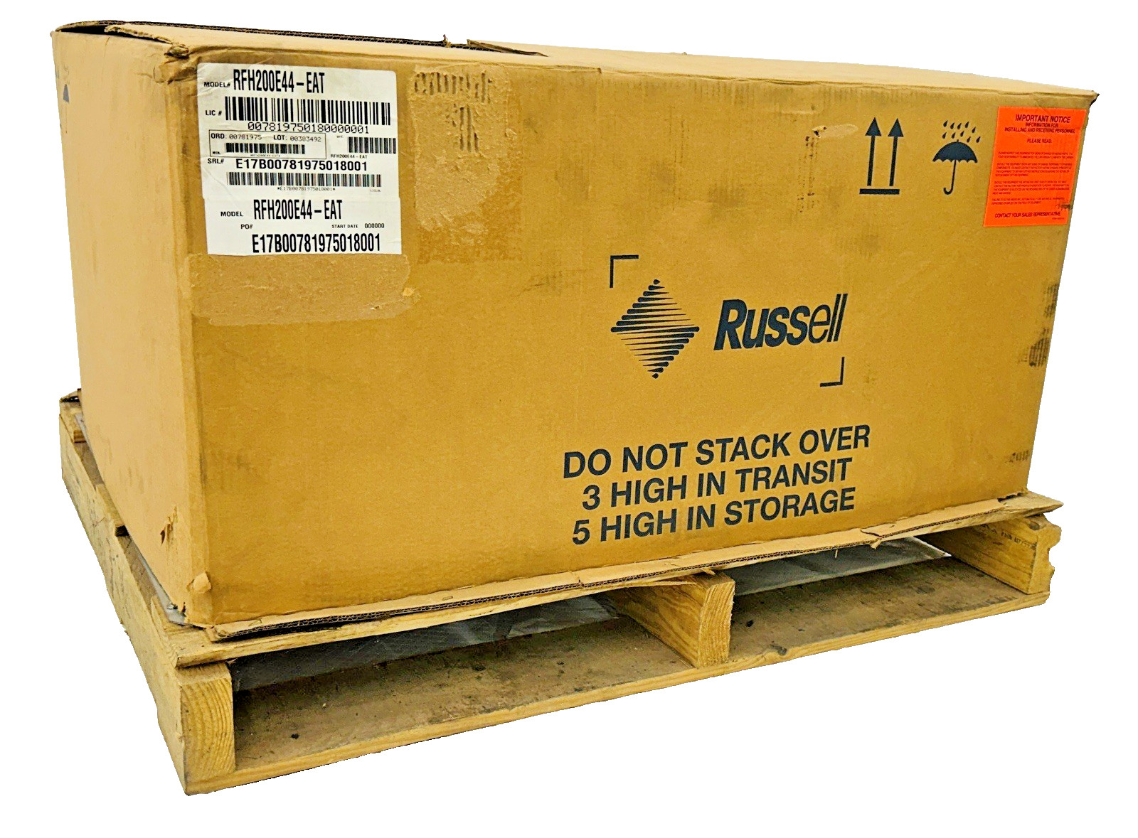 New Russell RFH200E44-EAT 2 HP Outdoor Condenser Unit 208-230 V 3 PH Shipped USA