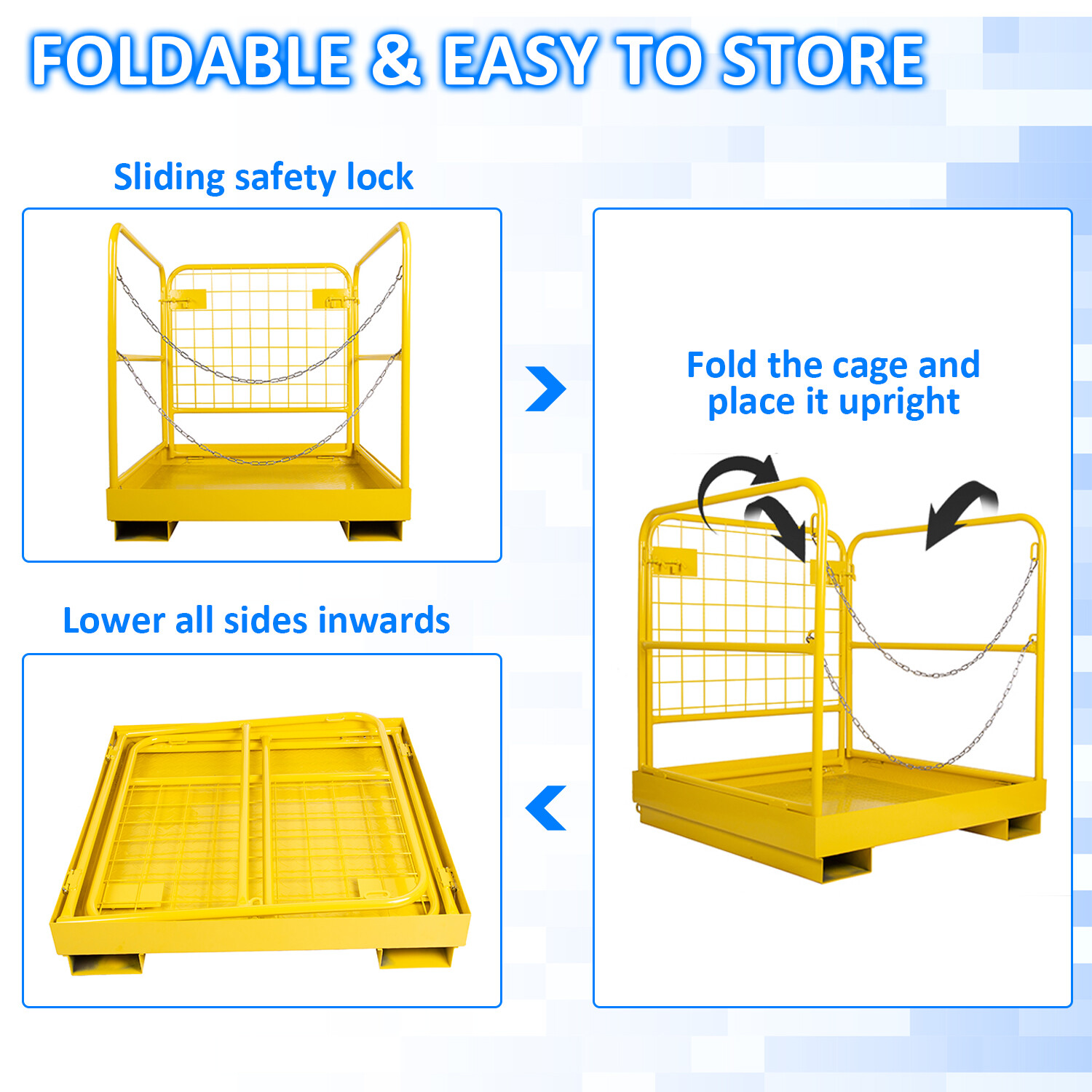 Heavy Duty Forklift Safety Cage Work Platform Basket 36″x36″ 1200lbs for Aerial