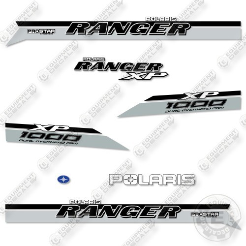 Fits Polaris Ranger 1000XP Hood Decal Kit UTV- Silver & Black- 7 YR 3M VINYL!