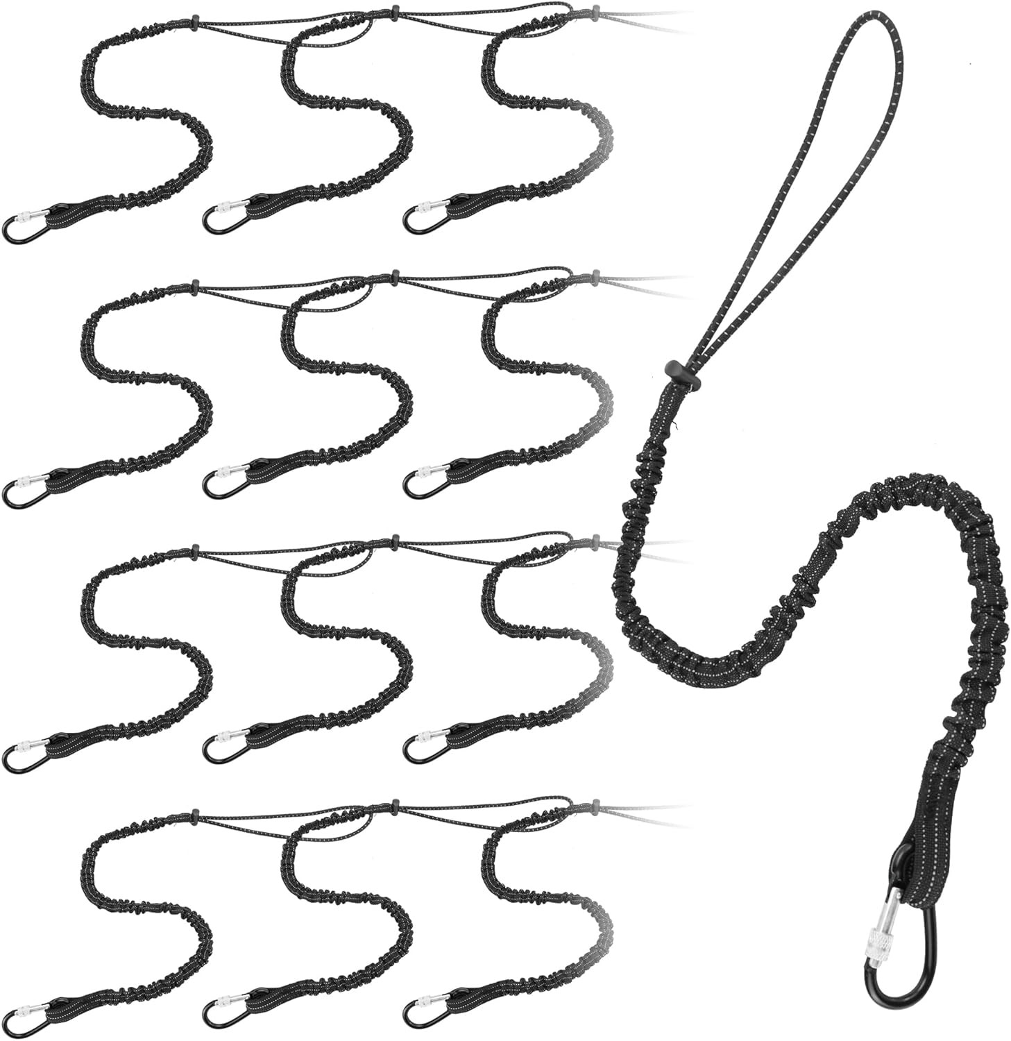 12 Pack Black Tool Lanyards for Hand Tools, Lanyard Safety Tool Leash, Retractab