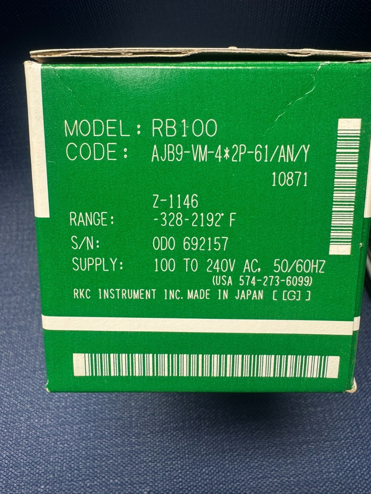 RKC – RB100 Process Temperature Controller – AJB9 – 2192 Degrees F. 100-240V AC