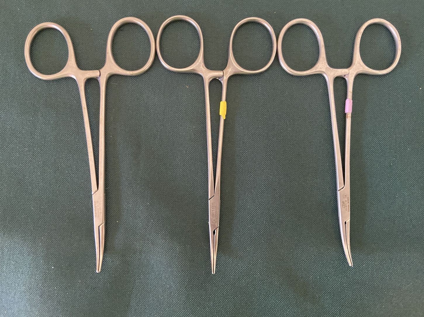 9 Used Medical Forceps 1 Gold Handle Lorenz H&H Co KLS Curved Straight Stainless