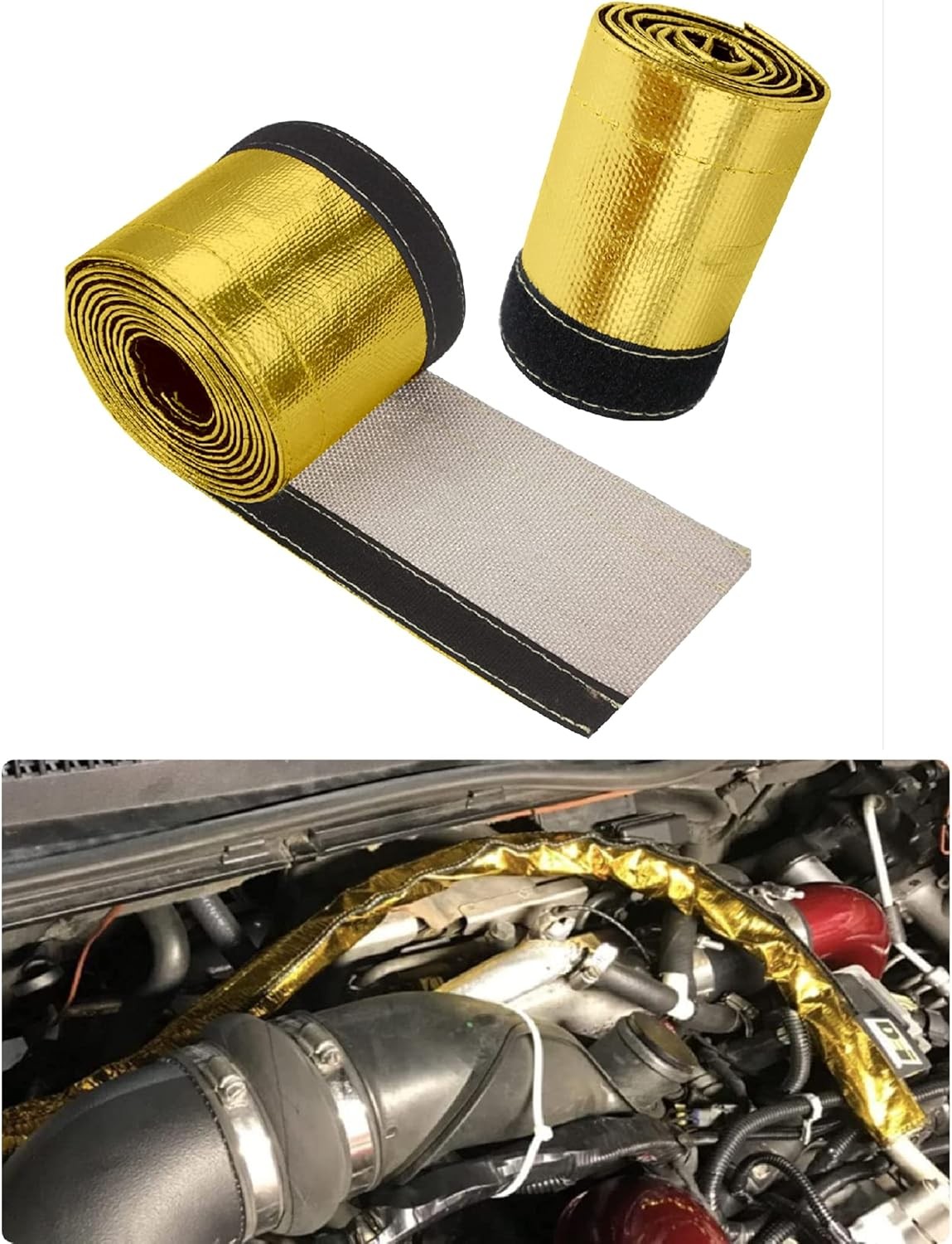 Gold Foil Sleeving Heat Shield Fuel line Wire Heat Color: GoldSize: 3/4IDX10FT