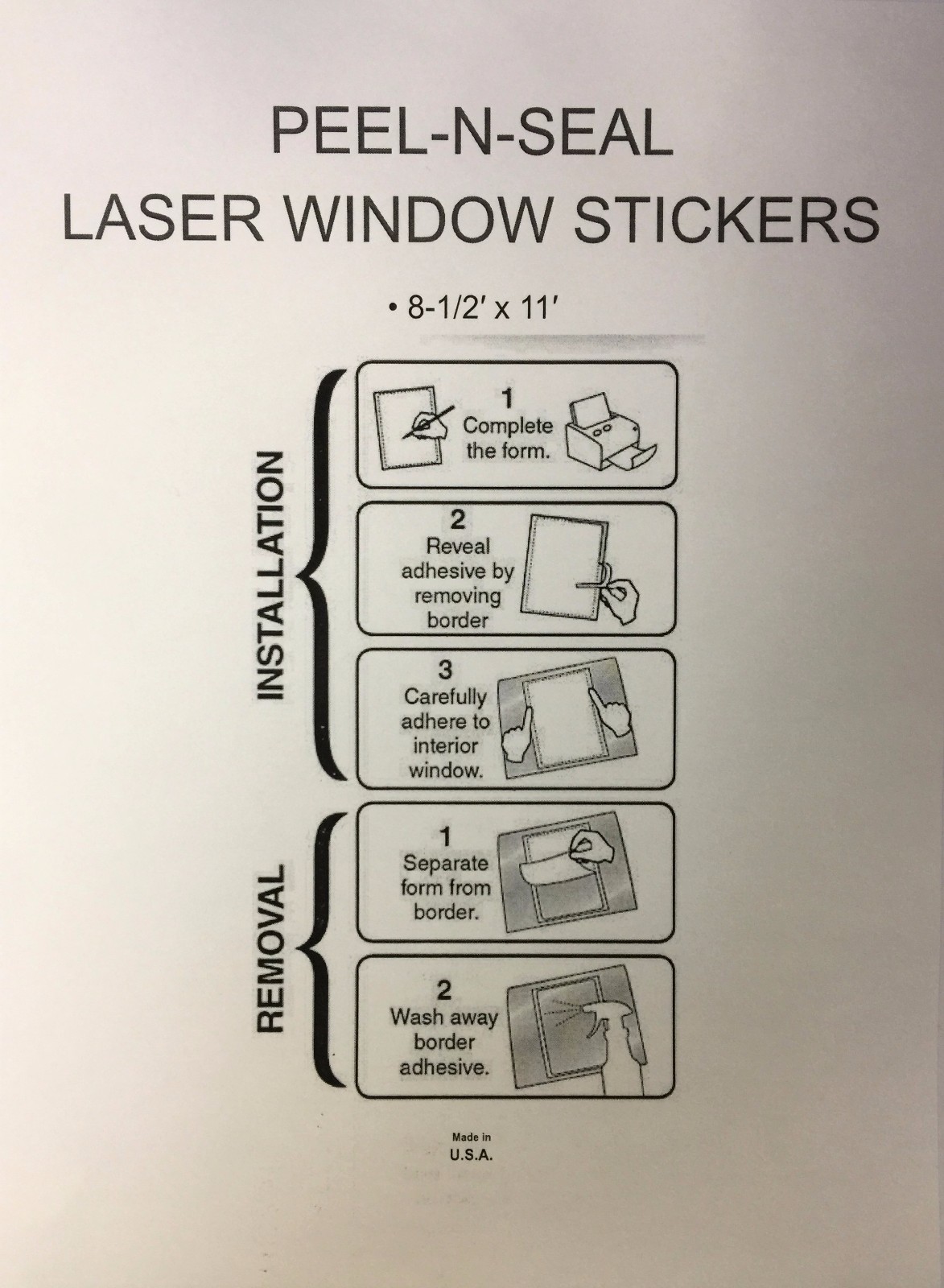 Blank White Laser Window Stickers • 1 Part • 500 Quantity • (#8511) • (P7)