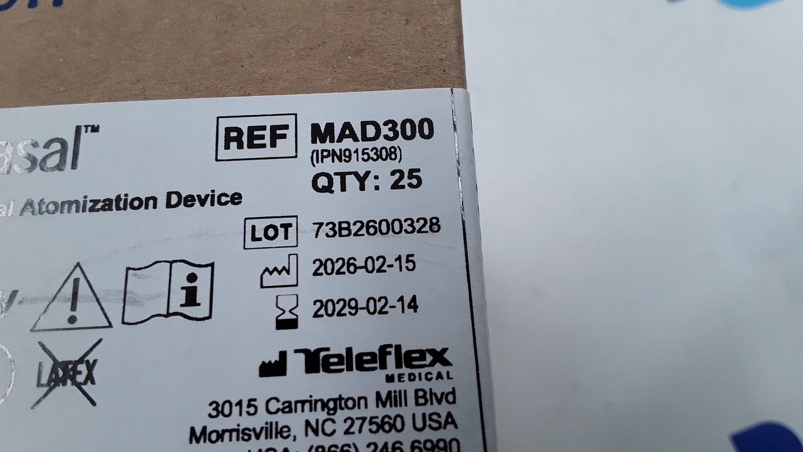 Teleflex MAD Nasal Atomization Device REF MAD300 x25 EXP 2029
