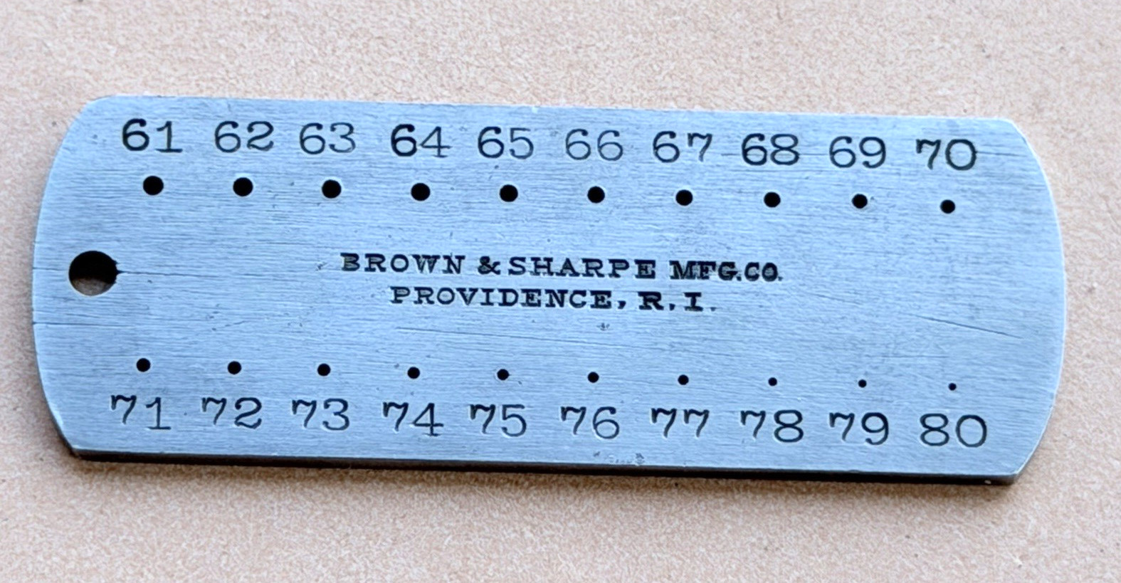 Brown & Sharpe No.705 Drill & Steel Wire Gage ; Range Nos. 61 to 80. USA Made!