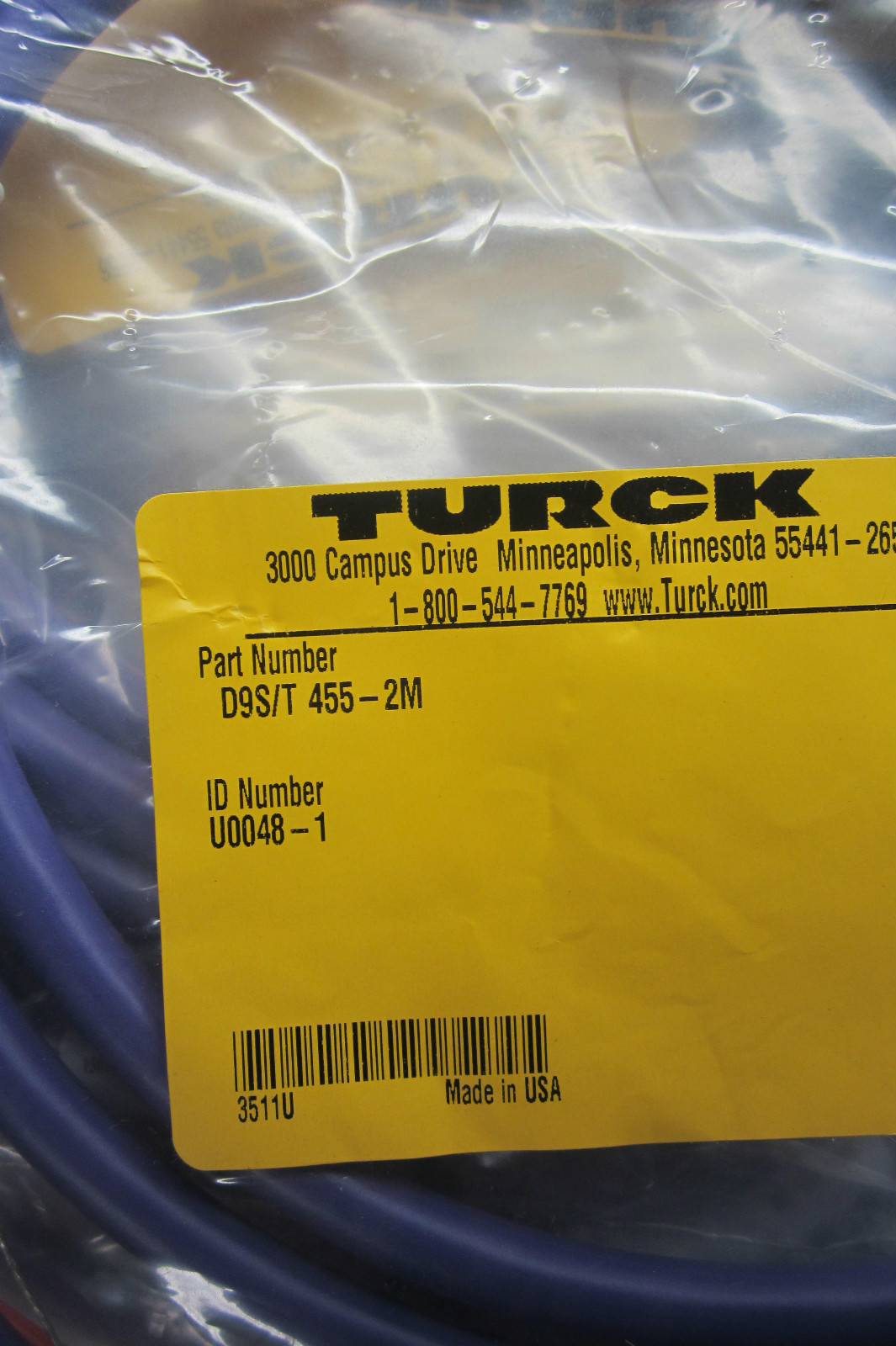 NEW TURCK D9S/T 455-2M CORDSET U0048-1 D9ST4552M