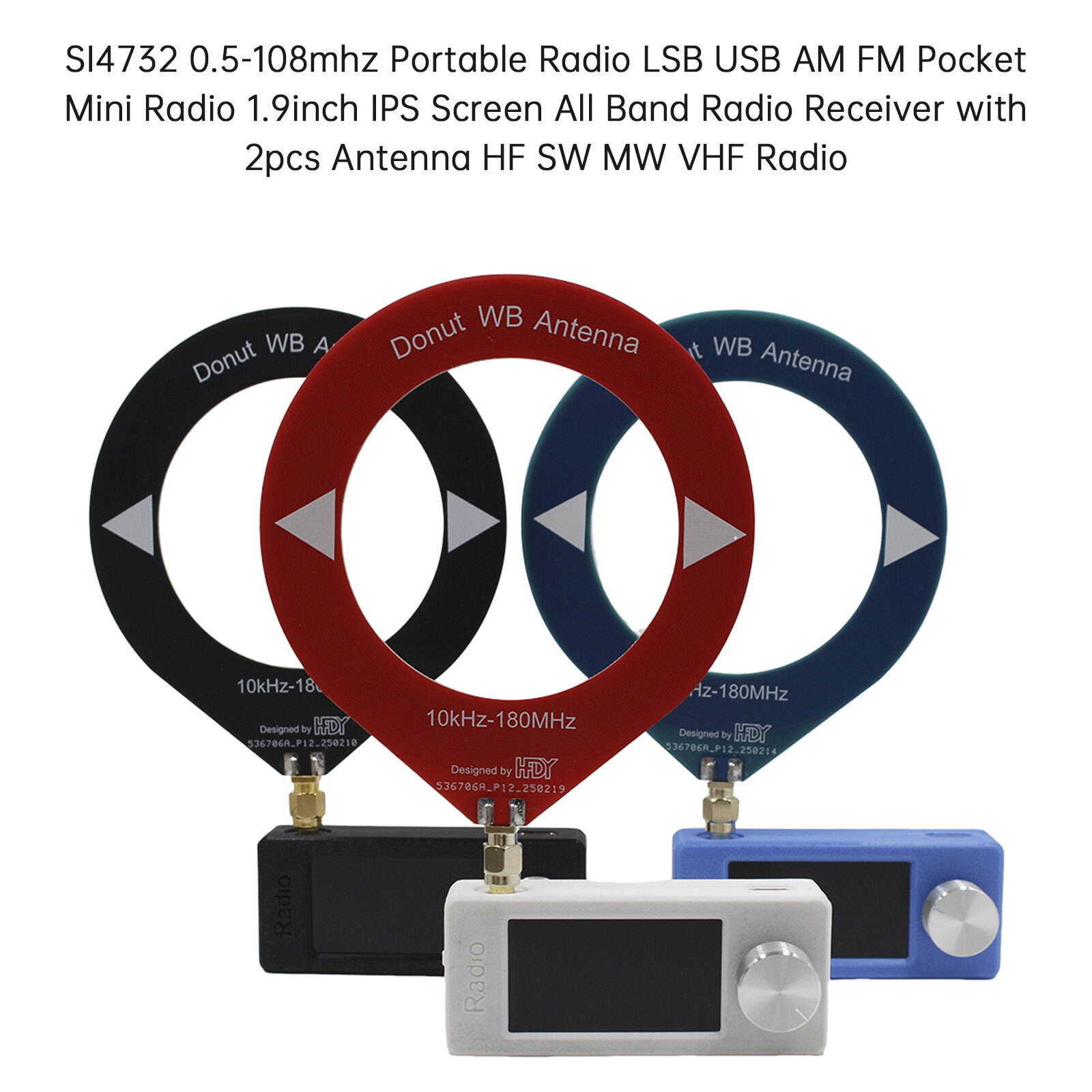 SI4732 Portable Radio 0.5-108MHz LSB USB Mini Pocket Radio 1.9-inch IPS Display