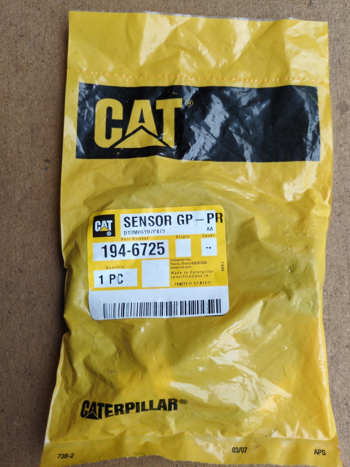 NEW OEM 1946725 Pressure Sensor For Caterpillar 194-6725