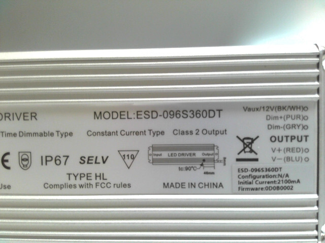 INVENTRONICS ESD-096S360DT 277 – 480Vac, 96W, 180 – 3600mA, 16-53V LED DRIVER