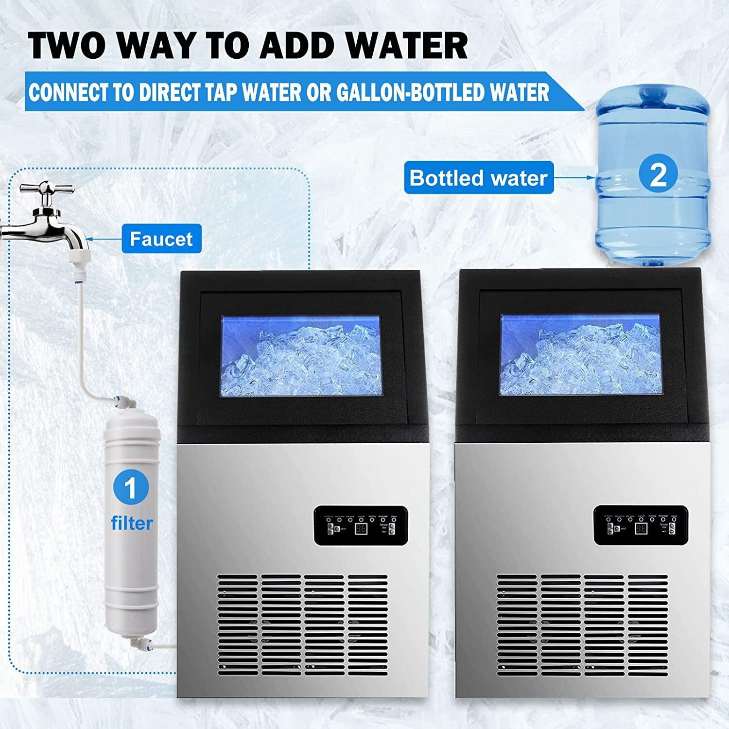 90lb Built-in Commercial Ice Maker Stainless Steel Ice Cube Machine Freestanding