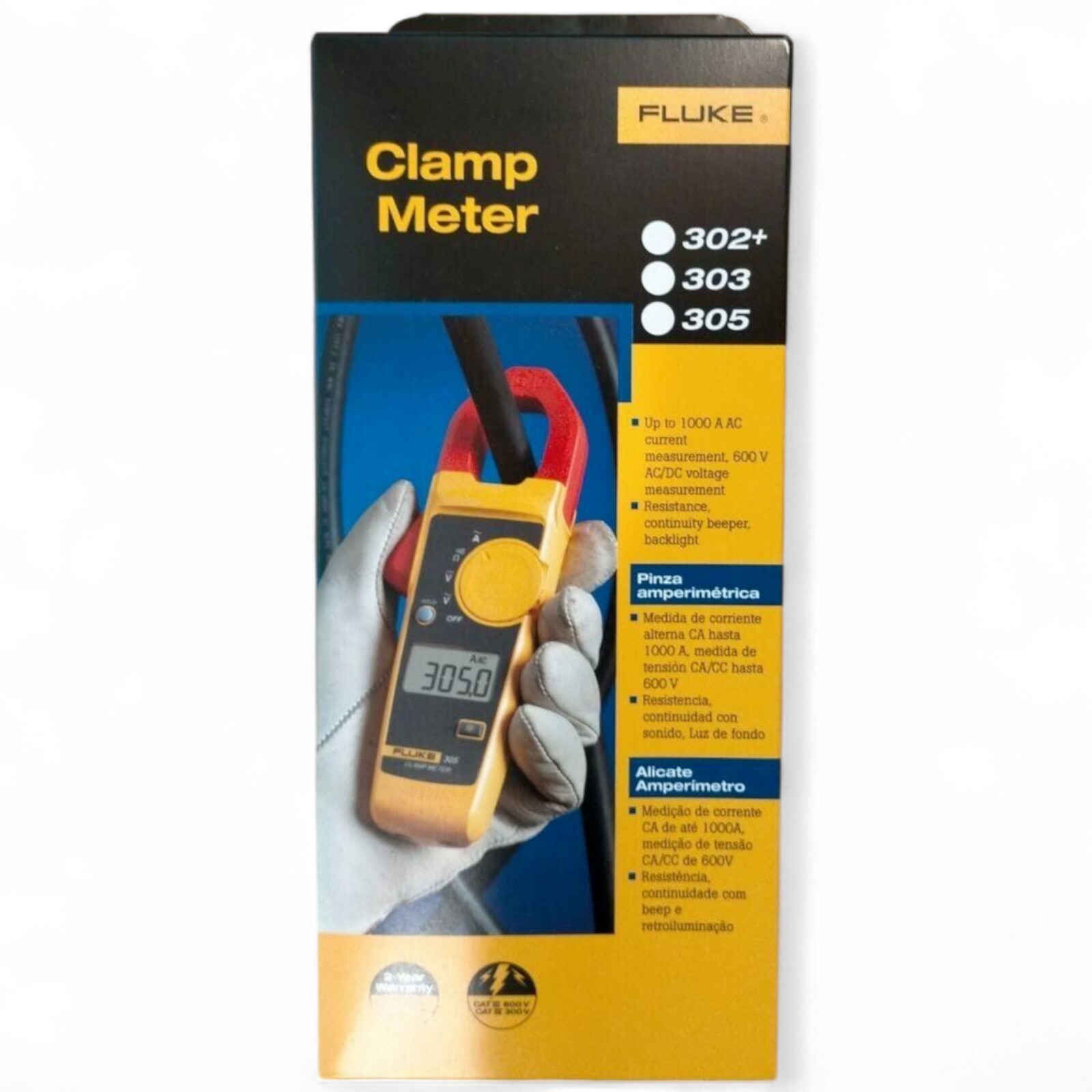 Fluke 302+ Plus Digital Clamp Meter Tester AC / DC Volt Amp Multimeter AC400A