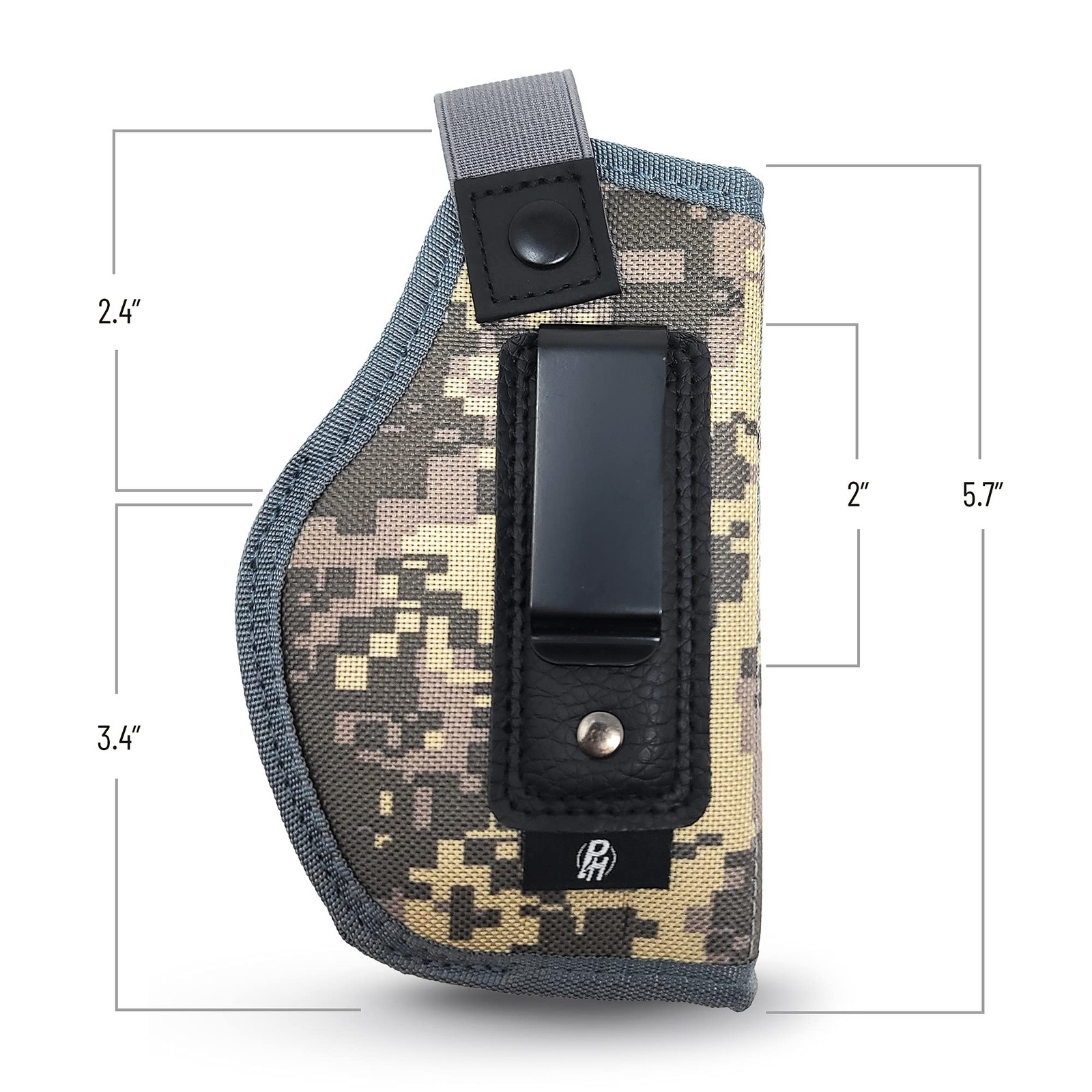 PH Tactical IWB Gun Holster Concealed Carry Camo Nylon Compact 9mm 380 Clip