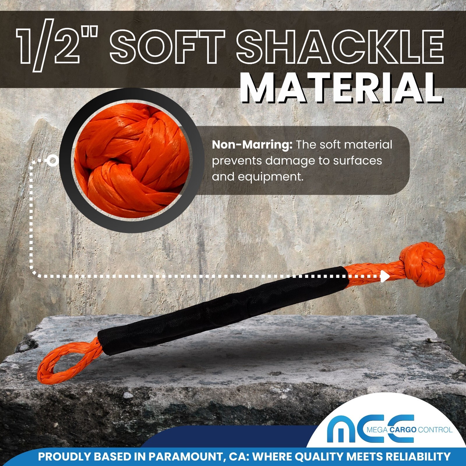 2 PC 1/2» x 22» Synthetic Soft Shackle Tow Rope Recovery Strap 37,400LBS
