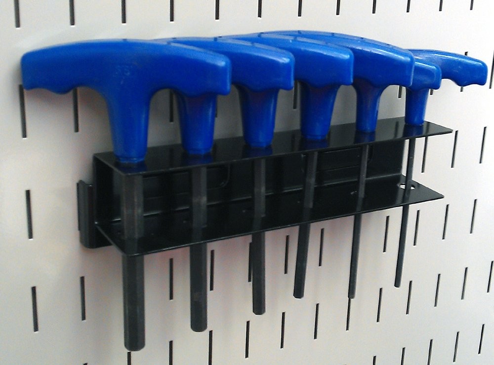 Wall Control Screwdriver Holder Bracket Slotted Metal 8in x 2in x 2in, Black