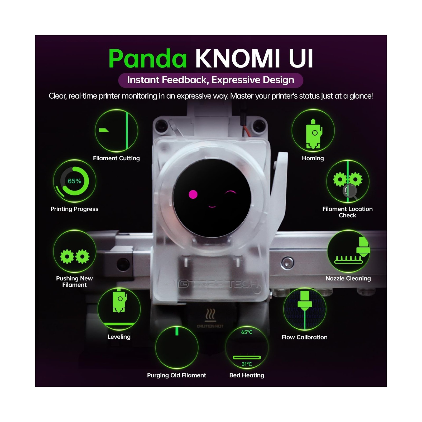 BIGTREETECH Panda Knomi + Plastic Shell, Toolhead Screen Upgrade Kit for Bamb…