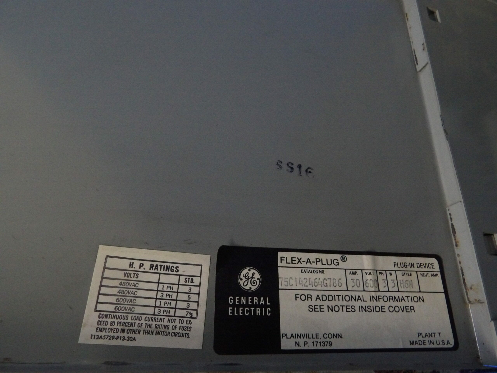 General Electric 75C142464G786 Flex-a-plug 30 Amp H6N Style 600V Bus Plug Swi…