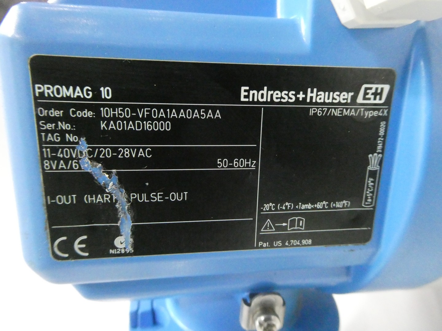 Endress Hauser 10h50-vf0a1aa0a5aa Promag 10h Electromagnetic Flow Meter 2in