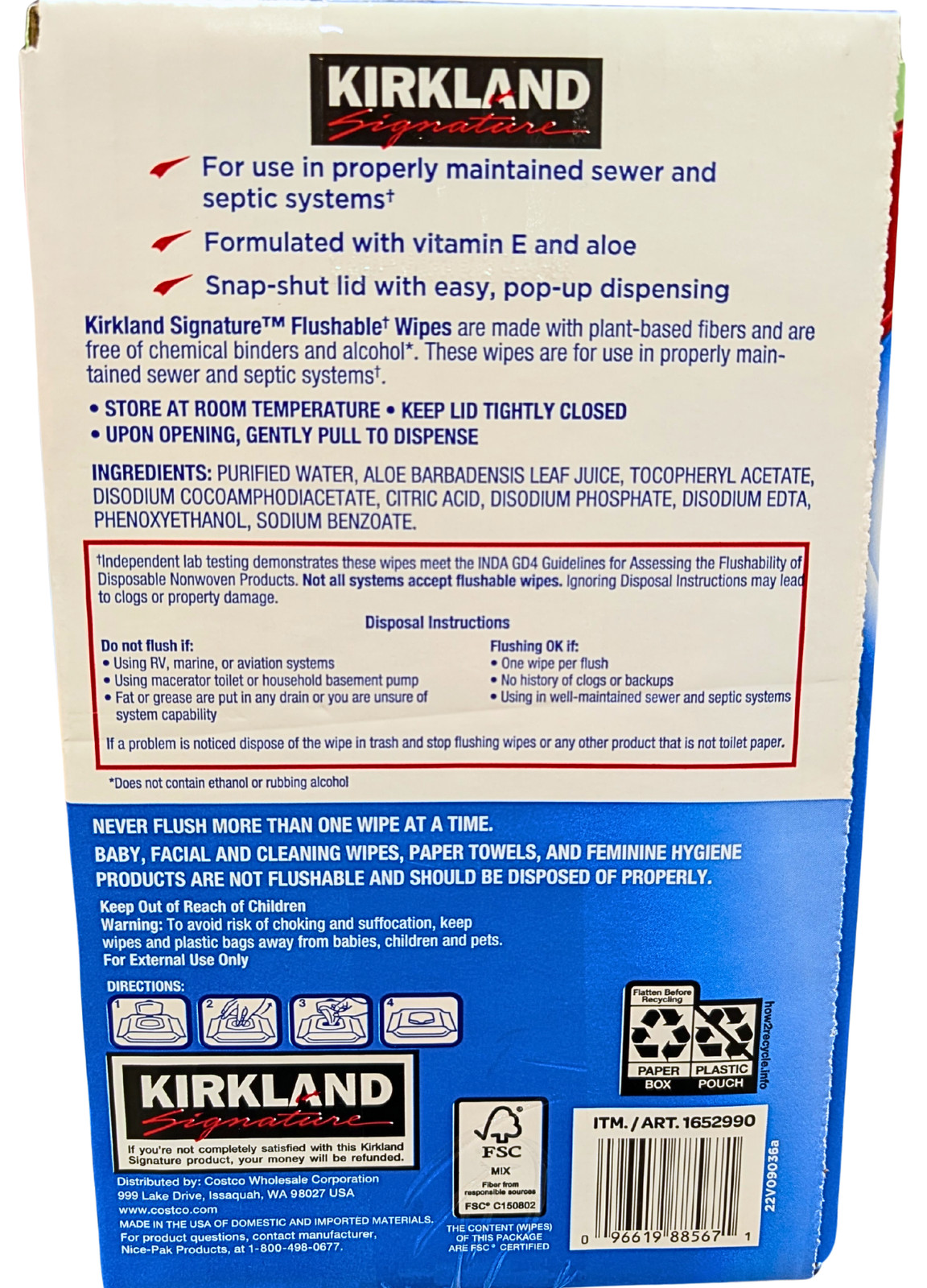 Kirkland Signature Premoistened Flushable Wipes Fragrance Free 640 Ct EXP 07/27