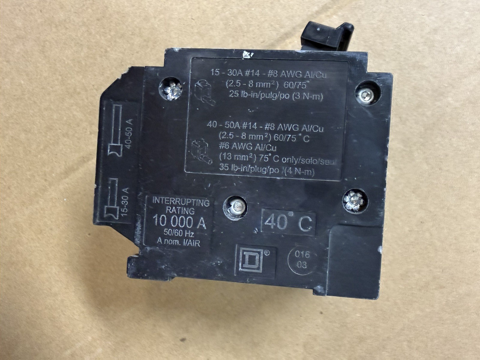 Square D Tandem Common Trip Circuit Breaker QO 50/20 Amp. 2 Pole 120/240 VAC