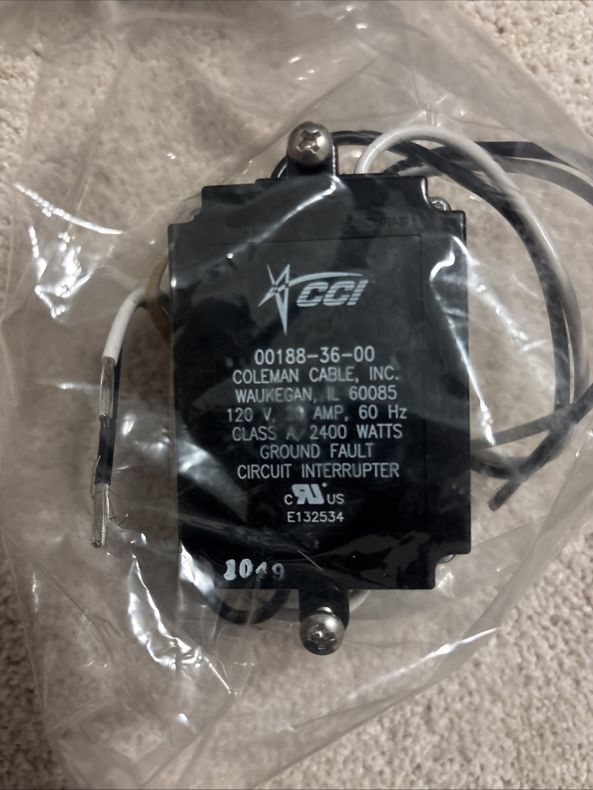 CCI Panel Mount GFCI 188-36, Part no. 18900000