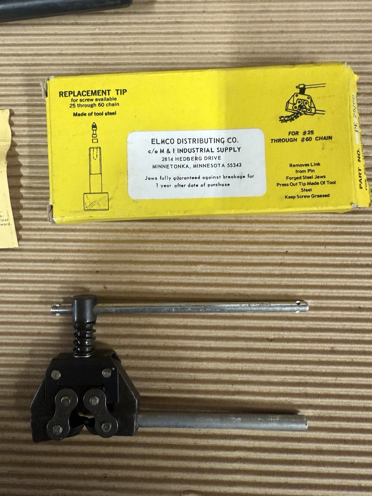 ELMCO Chain Breaker/Detacher 25-60 Hardened Steel VTG Wheel Sport MADE IN U.S.A