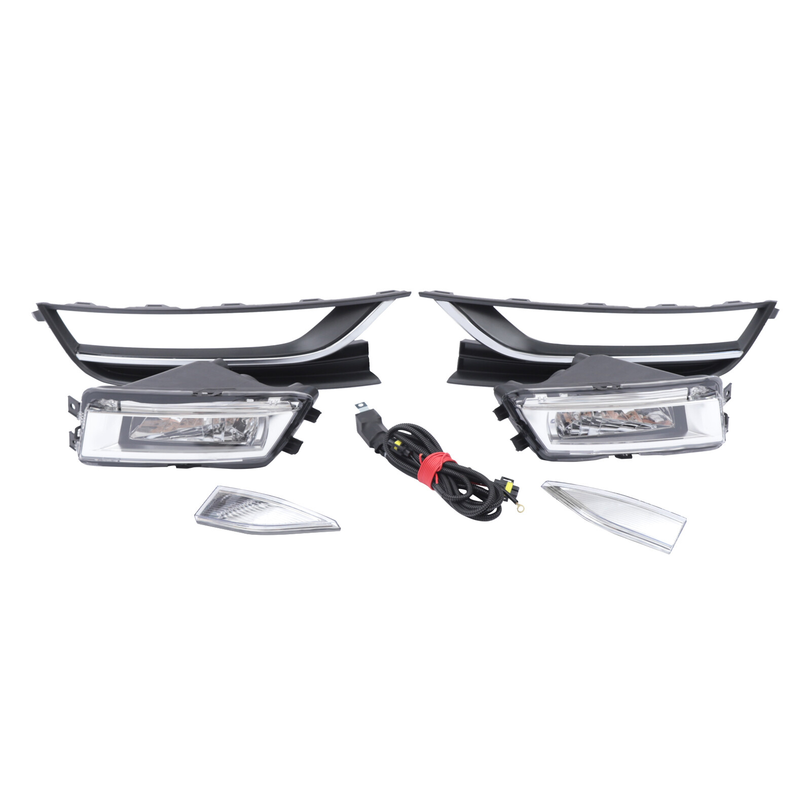 Pair Front Halogen Fog Lights Lamps with Bezels & TrimFor VW Passat 2012-2015 11