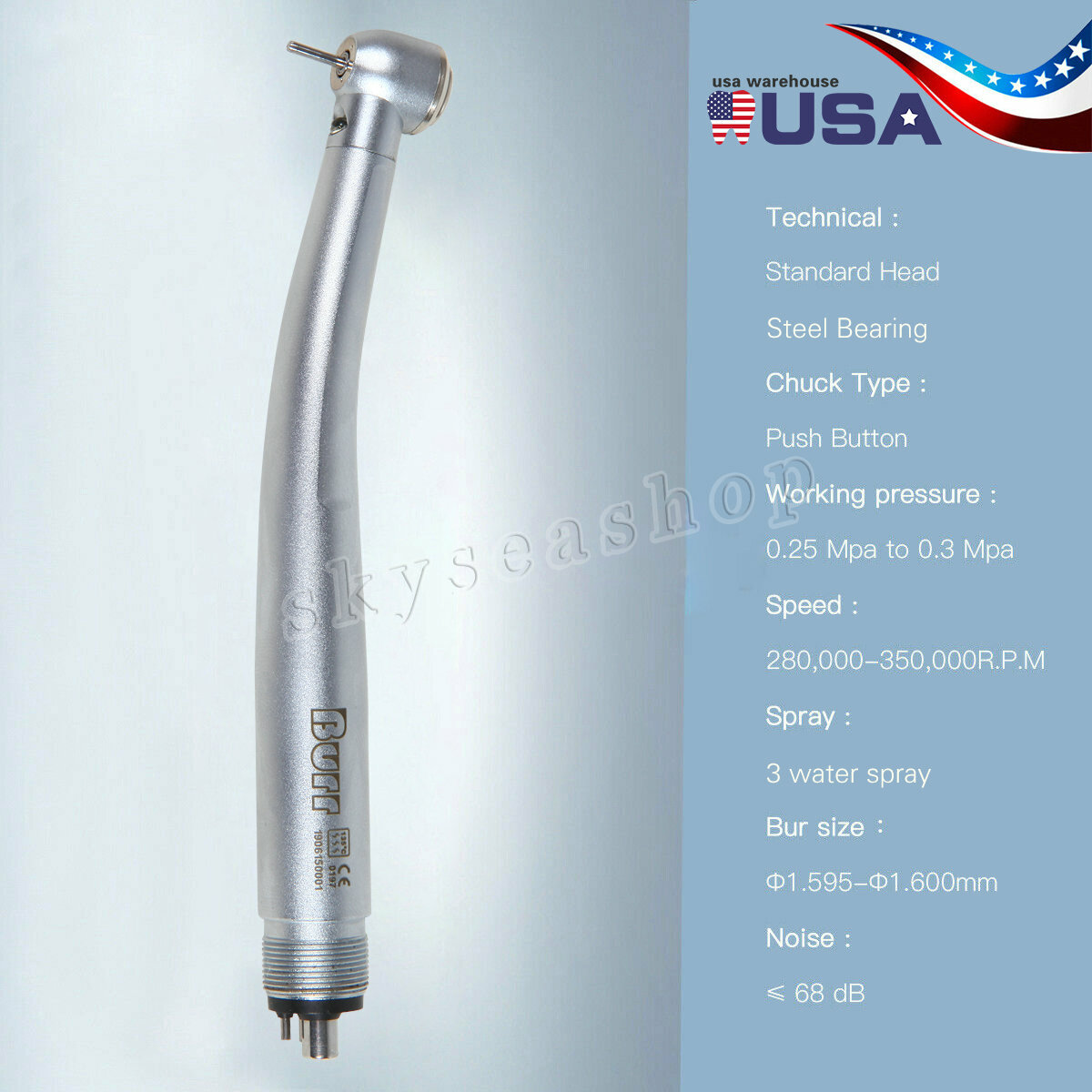 Dental 4 Hole LED E-generator Fiber Optic High Speed Handpieces NSK Style CE