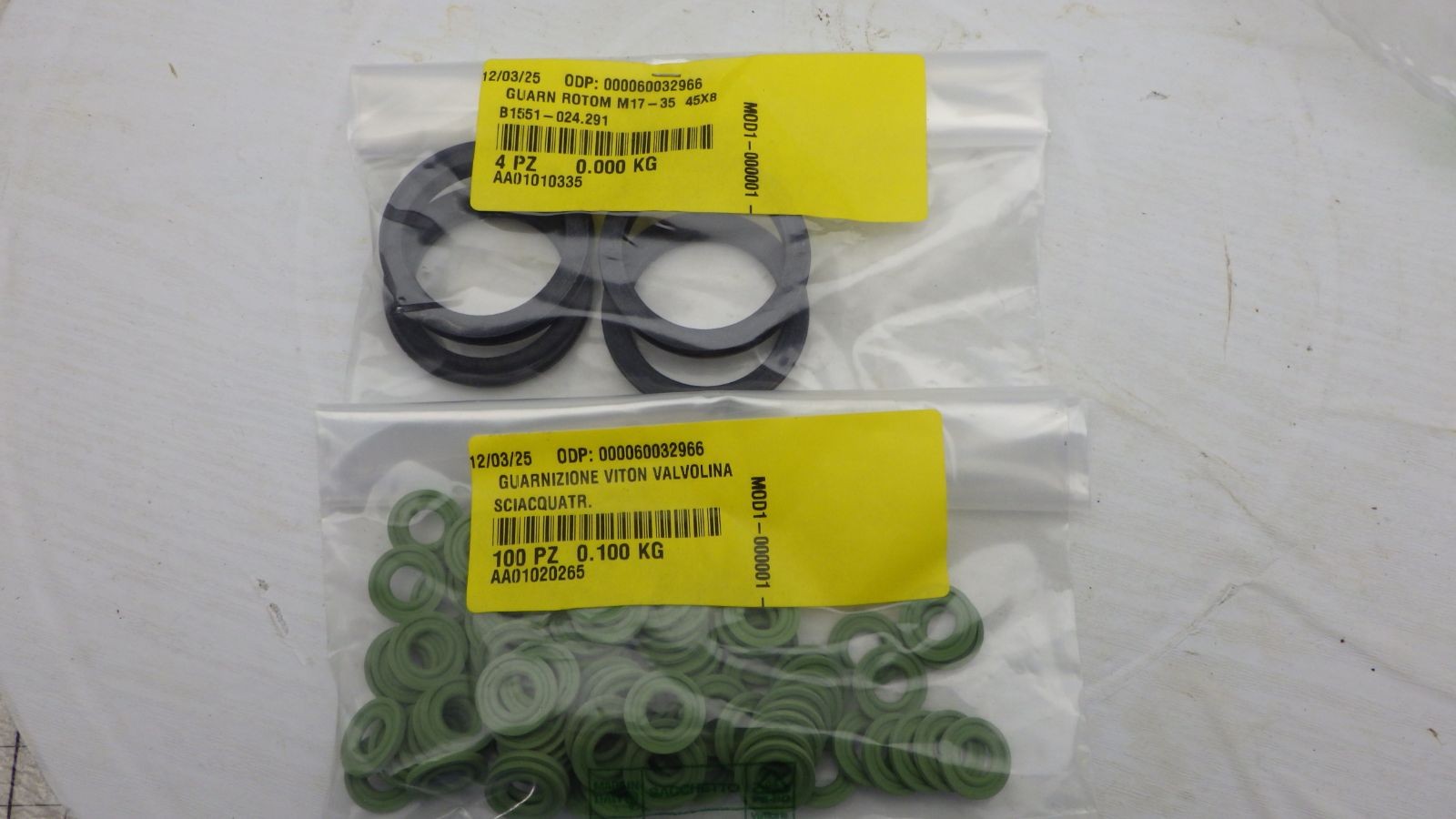 OEM Italian Bottling Plant Valve Seal Kit (100) Green Rinser (4) Black Rotary Ga