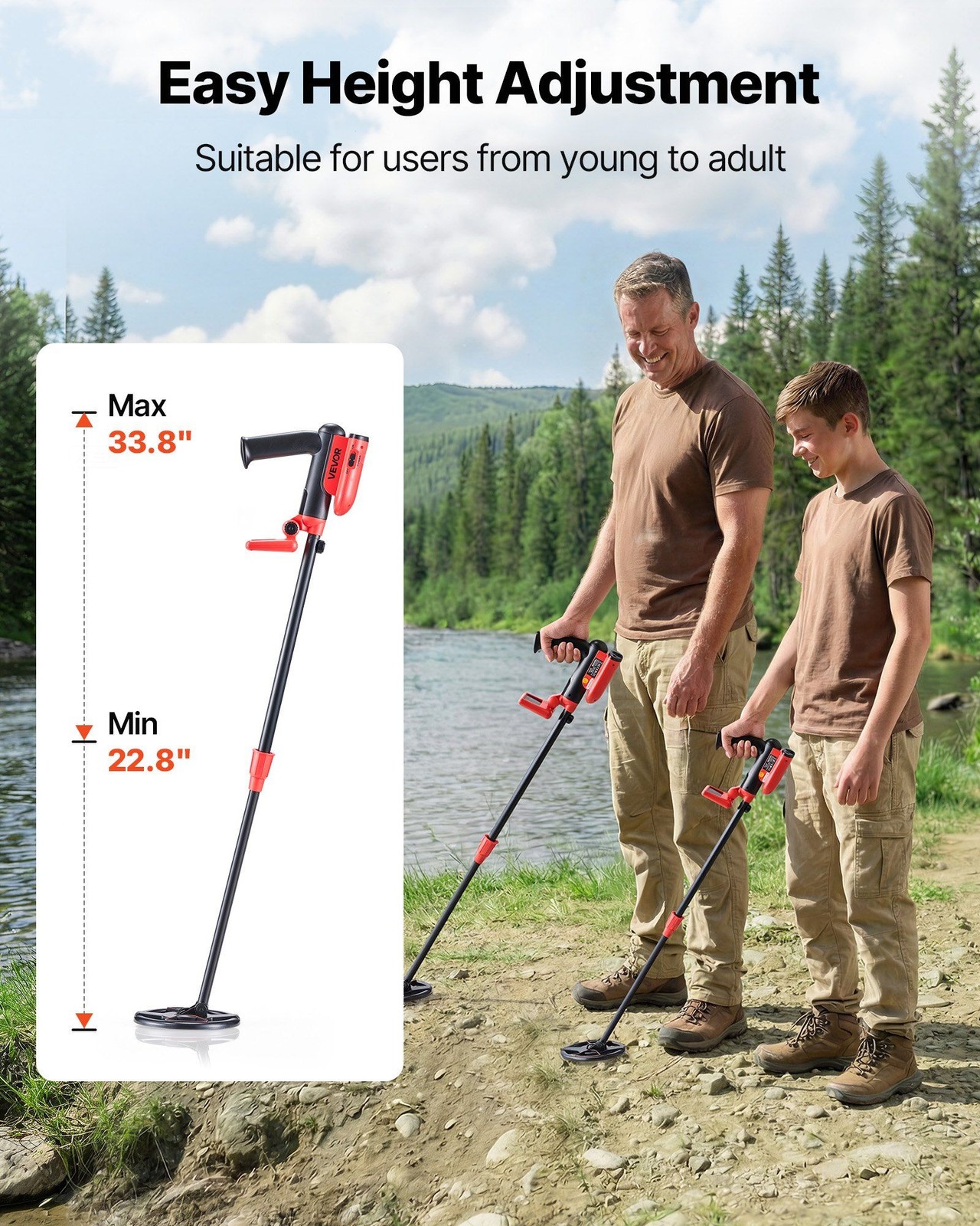 6″ Gold Detector — IP68 Waterproof, LCD Display, 5.8kHz, Telescopic 22.8-33.8″