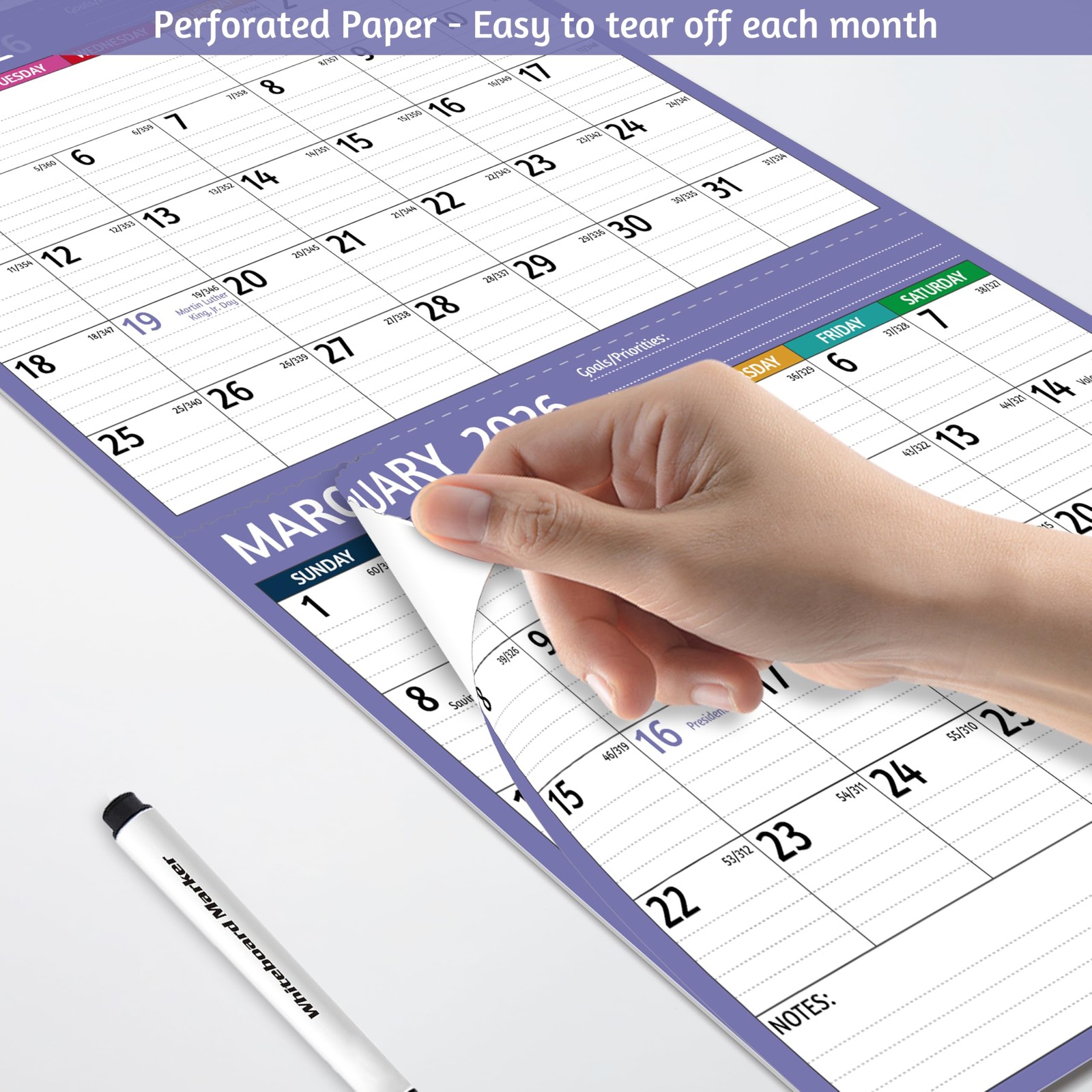 2026 Wall Calendar – 3 Month 2026 Vertical, Jan 2026 – Dec 2026, 3…