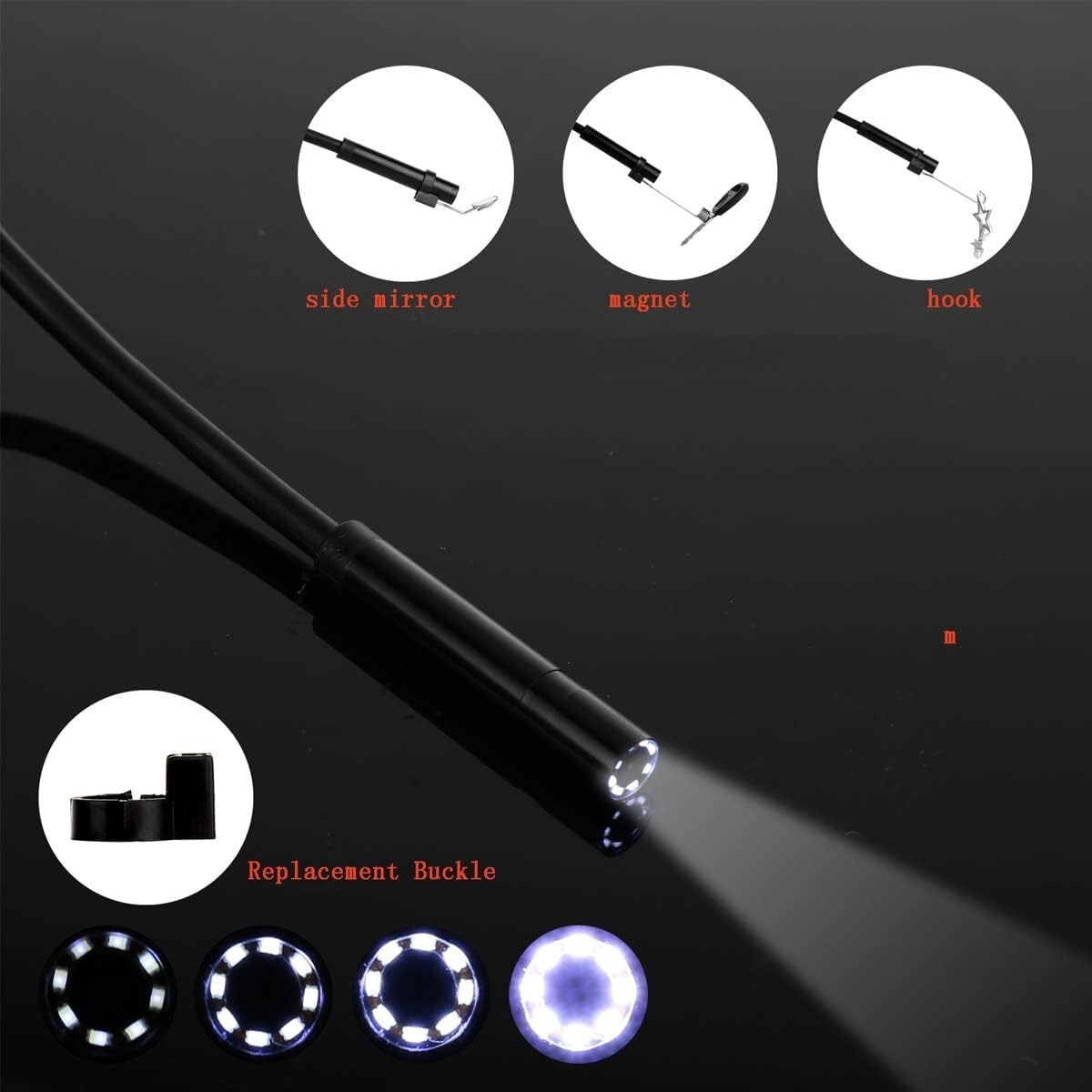 1080P HD Industrial Endoscope Borescope 4.3” Screen 8mm Inspection Snake Camera