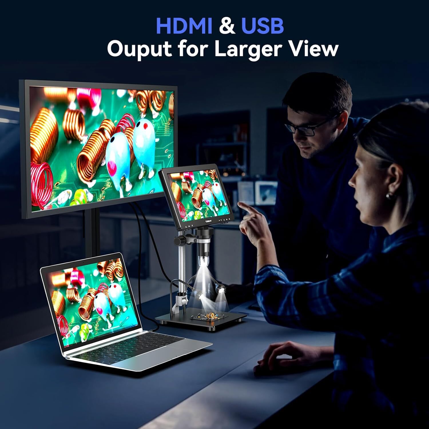TOMLOV DM9 Max 10.1″ IPS HDMI Digital Microscope 1500X 20MP HD Coin Magnifier
