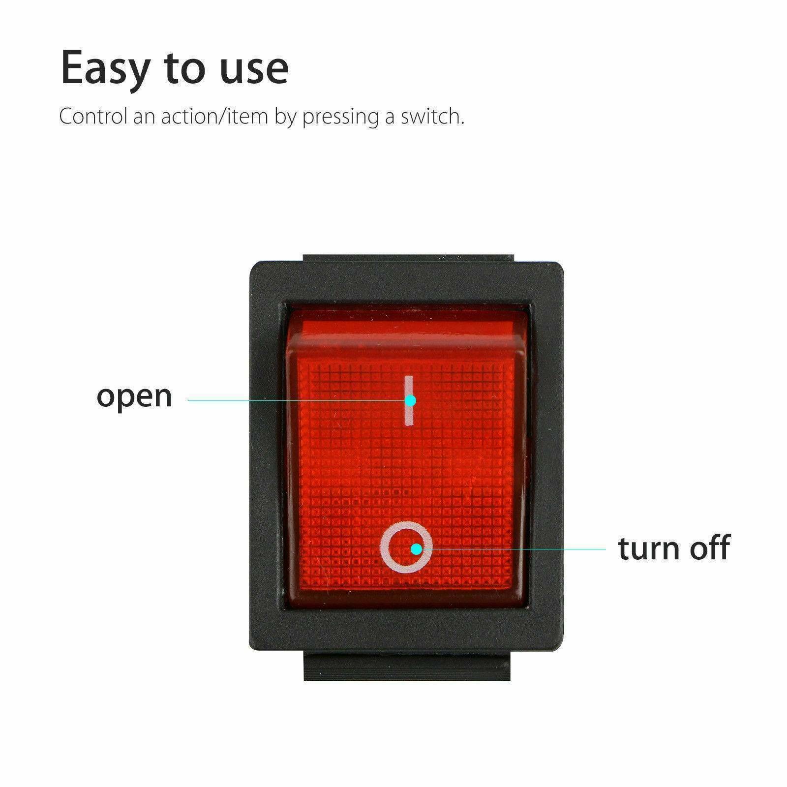 2X On/OFF Toggle Red Led Rocker Switch DPST 4 Pin Snap-In AC 16A/250V 20A/125V