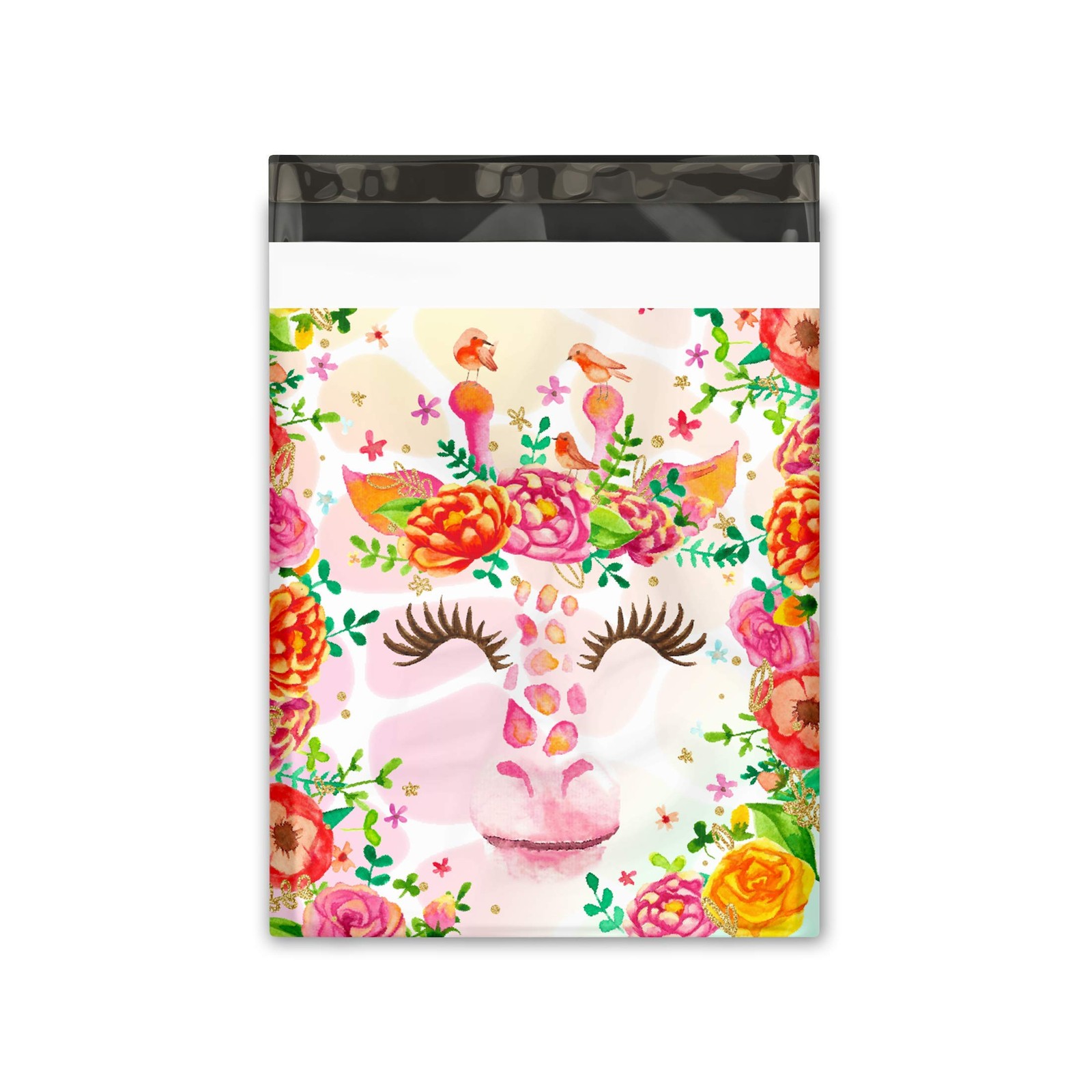 100 PCS Floral Giraffe Poly Mailers Shipping Envelopes Printed 10×13 Inch